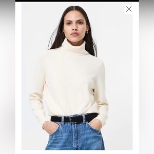 French Connection Turtleneck Ribbed Baby Soft Sweater in Porcelain Cream